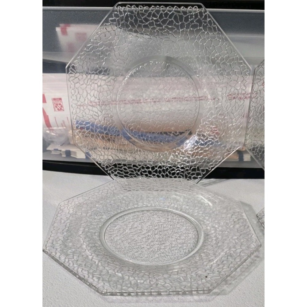 VTG Le Smith By Cracky Uranium/Vaseline Glass Plates 8" X's‎ 4